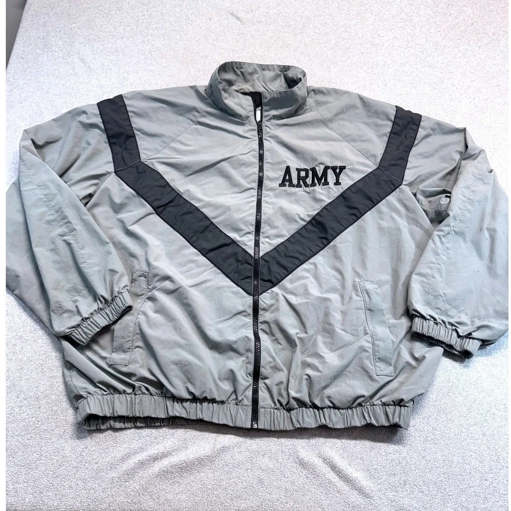 US Army PFU Physical Fitness Uniform Jacket XL Regular Gray Black Military PT
